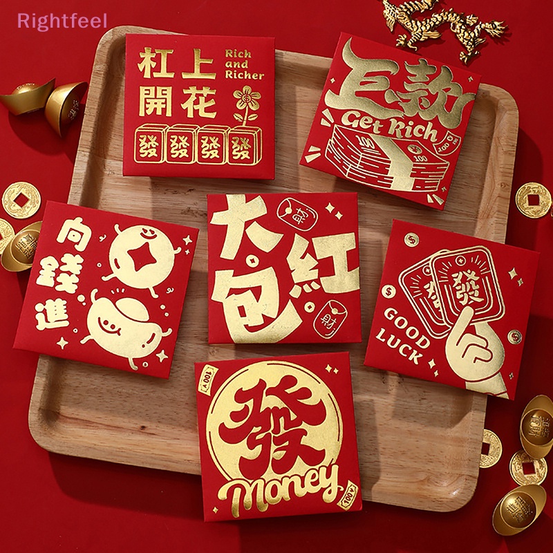 Set 6 Bao Lì Xì Hình Rồng Đỏ May Mắn Cho Năm Mới 2024 Mới