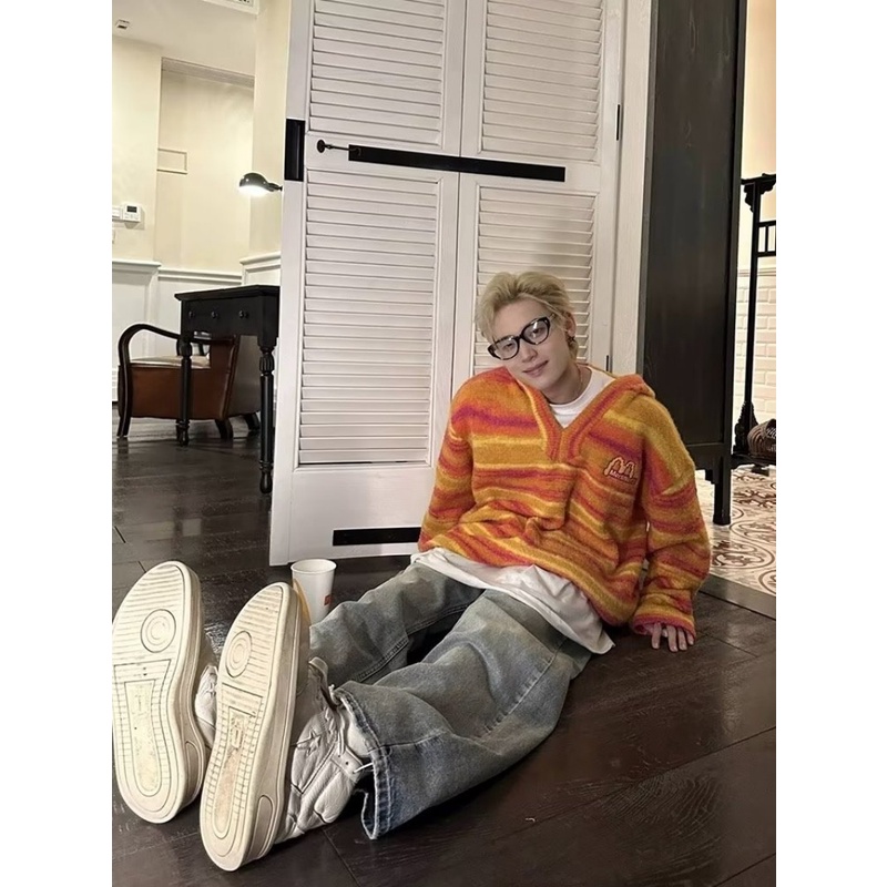 Áo Khoác cardigan Có Mũ Trùm Dáng Rộng Thêu Họa Tiết Xinh Xắn Dành Cho Các Cặp Đôi