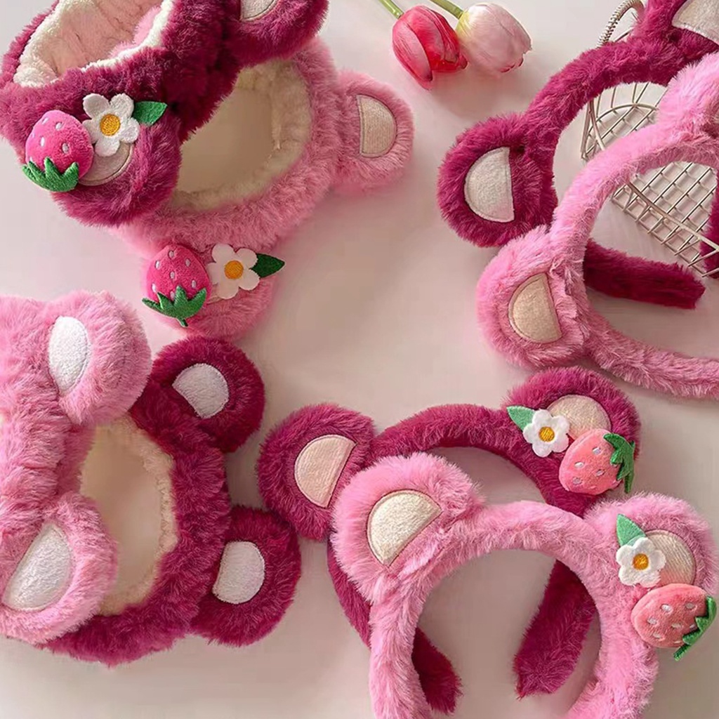 1 Băng Đô Cài Tóc Rửa Mặt Bằng Vải Bông Hình Gấu Phong Cách Ngọt Ngào Mới Cho Nữ