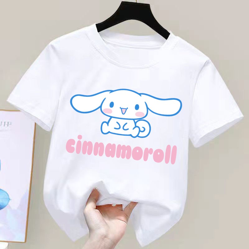SANRIO Cinnamoroll Áo Thun Tay Ngắn y2k Thời Trang Mùa Hè Xinh Xắn Cho Bé Gái