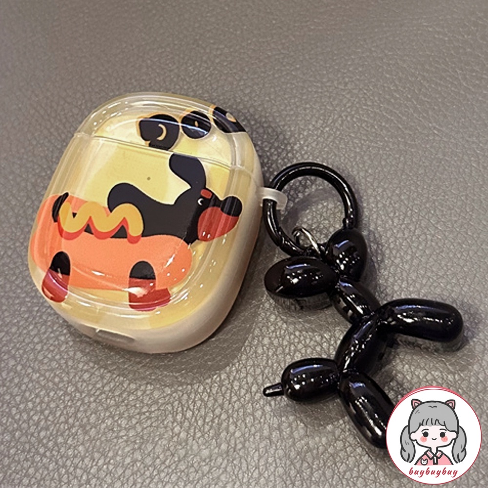 Hoạt Hình Vỏ Bảo Vệ Hộp Sạc Tai nghe không dây airpods 1 2 / pro 2 Hình Chú Chó Xúc Xích Mềm Mại