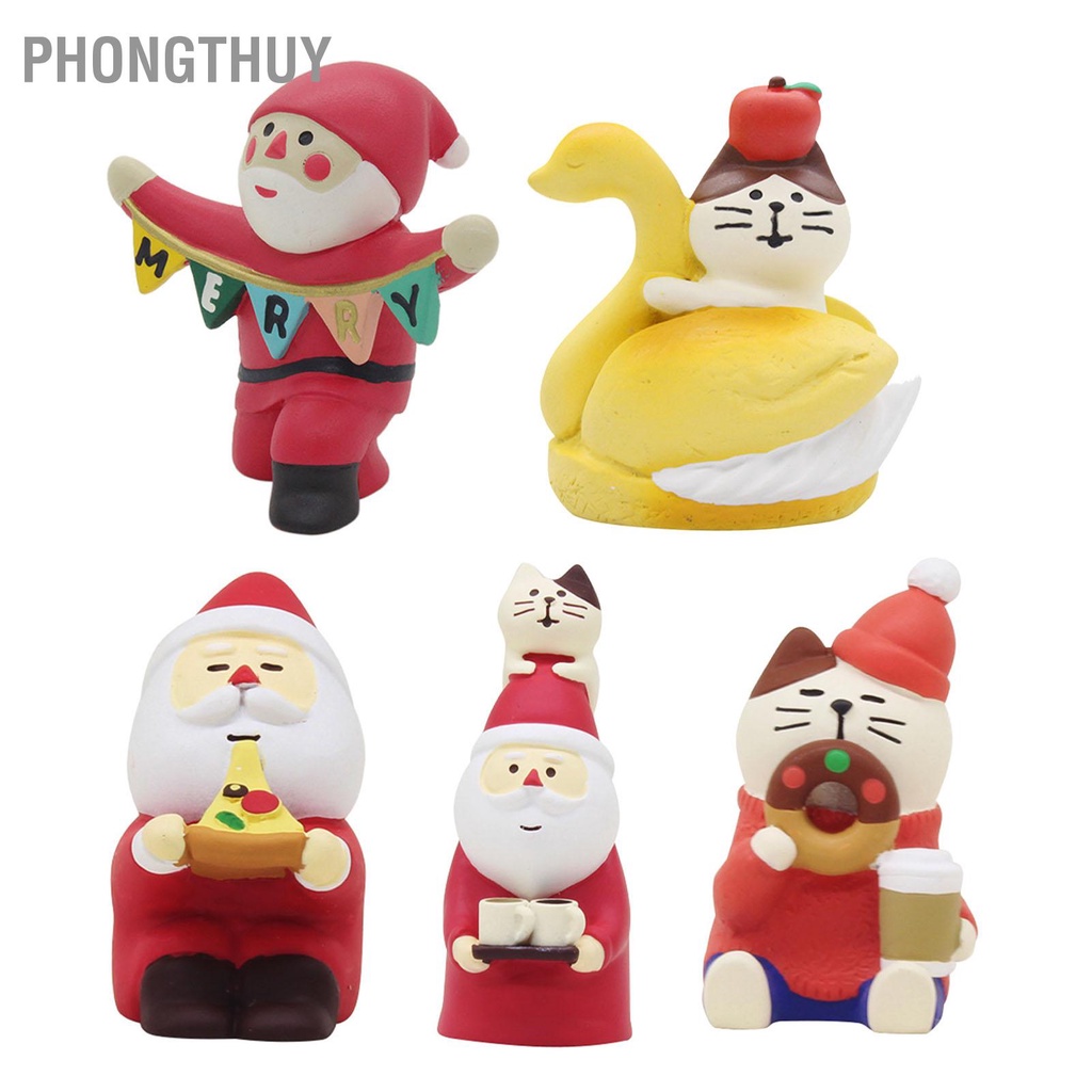 Mô hình ông già Noel mini dễ thương để bàn trang trí Giáng sinh cho bữa tiệc Nhà búp bê