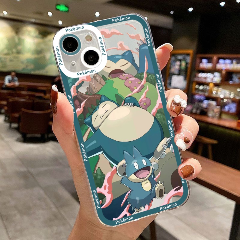 Ốp lưng iphone cạnh vuông Snorlax Cartoon pokemon hoạt hình 8plus/x/xs/11/12/pro/max/plus/promax