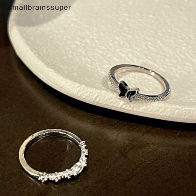 Bộ 2 Nhẫn Đính Đá zircon Hình Bướm Phong Cách Hàn Quốc Tối Giản Dành Cho Nữ sbs