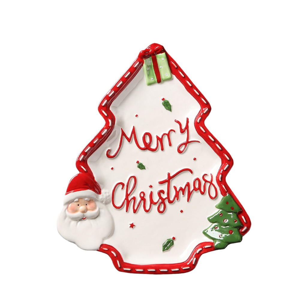 ❤Đĩa Sứ Hình Ông Già Noel Vẽ Tay Ba Chiều