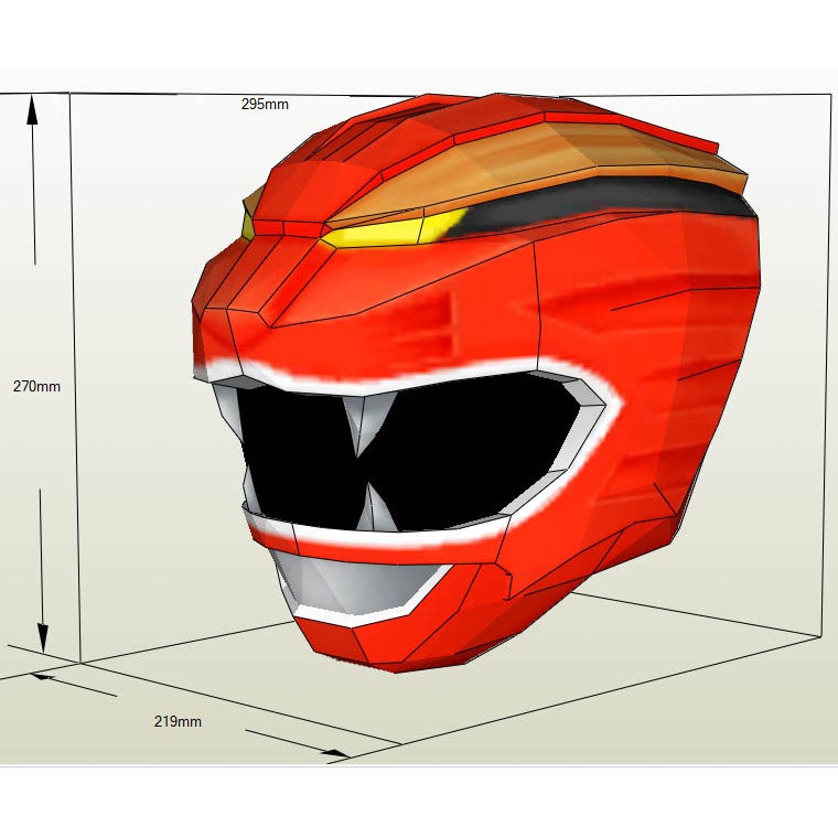 Mô hình giấy Super Sentai Mũ gao đỏ  Gaored Helmet