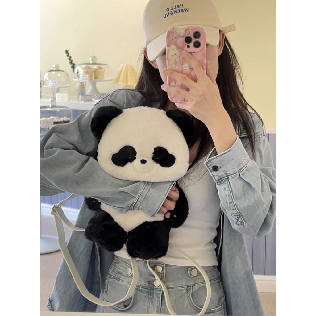 💖 💖Dễ Thương Ba Lô Hình Gấu Trúc Hoạt Họa Nhồi Bông Mềm Mại Phong Cách lolita Nhật Bản Cho Bé Gái