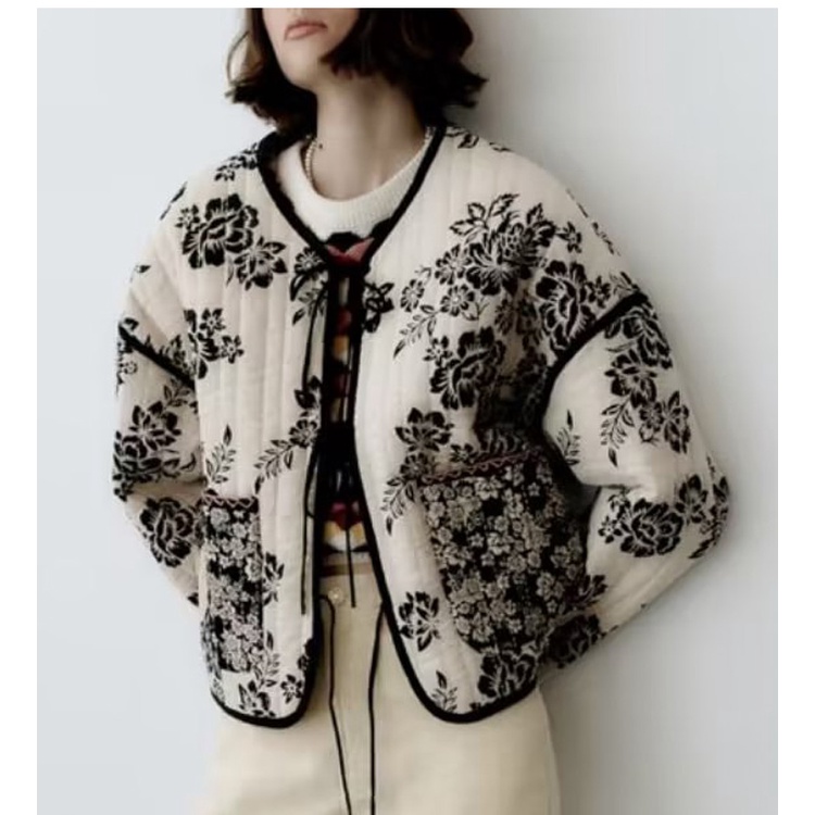 Zara Áo Khoác Đệm cotton Hai Mặt In Họa Tiết Phong Cách retro Thời Trang Thu Đông 237521770