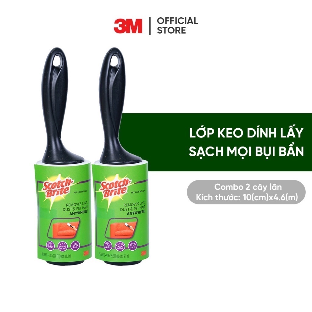 Combo 2 Cây lăn bụi Scotch Brite 3M 56 lớp đa năng, lớp keo siêu dính, lấy sạch mọi vết bẩn hiệu quả 863R - 56