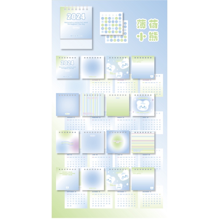 Túi Xách Cdailyyyy Chất Lượng Cao|Lịch Để Bàn Năm 2024 mini Tự Trang Trí Độc Đáo 2024