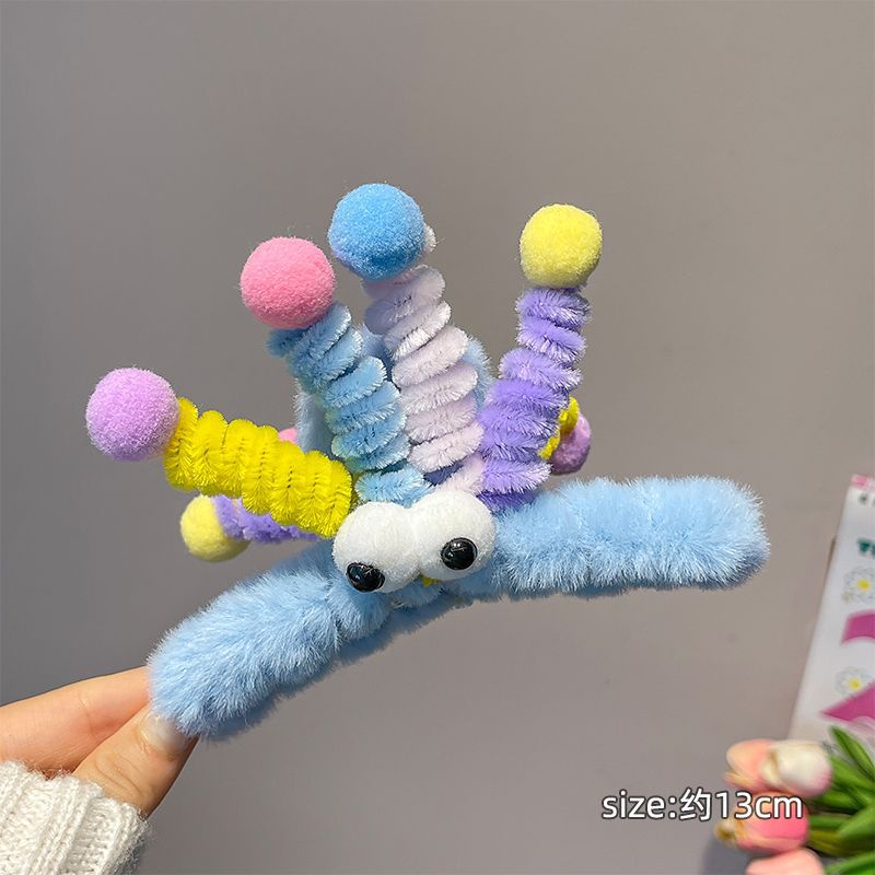 Kẹp Tóc sq3 Phủ Lông Nhung Họa Tiết Hoạt Hình Dễ Thương Vui Nhộn Cho Nữ