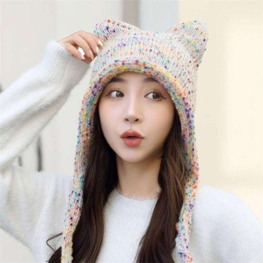 Muvako Mũ Len Trùm Tai y2k Phong Cách hip hop Nhật Bản Dễ Thương