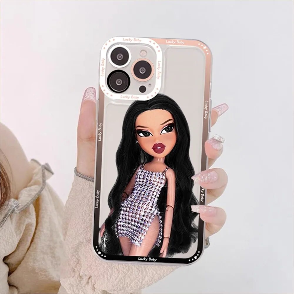 Ốp lưng iphone cạnh vuông JMCase Cute Bratz Doll Búp Bê Barbie 2 7/7plus/8/8plus/x/xs/11/12/pro/max/