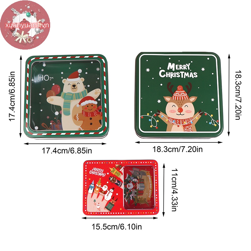 1 Hộp Thiếc mini Đựng Kẹo / Trang Sức / Bánh Quy Phong Cách Giáng Sinh