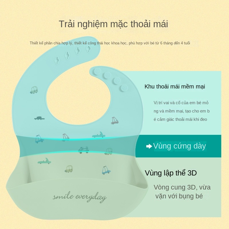 Silicone Yếm Ăn Silicon Hình Mèo Siêu Nhẹ Cho Bé