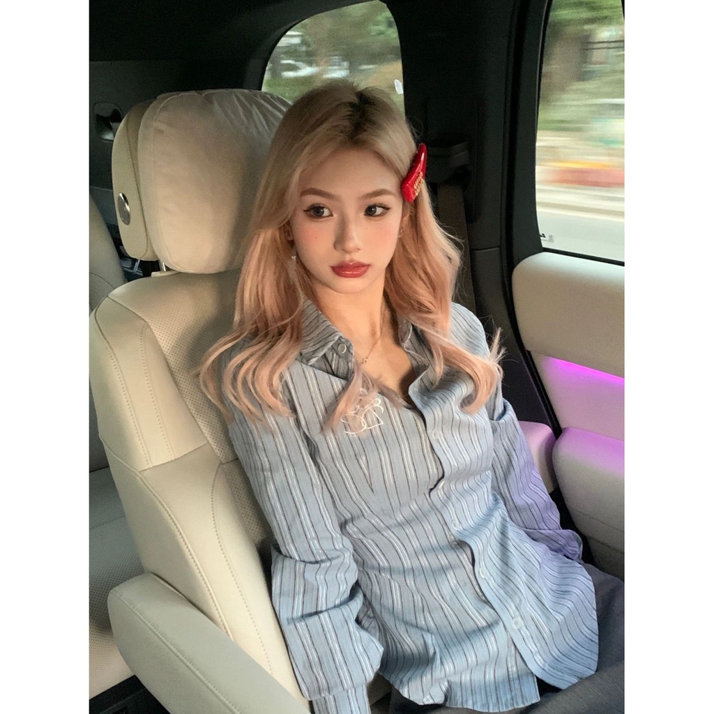 Tomorrow  Áo Sơ Mi Tay Dài Dáng Ôm Thêu Họa Tiết Phong Cách Mỹ Cổ Điển Thời Trang Mùa Xuân wd0302