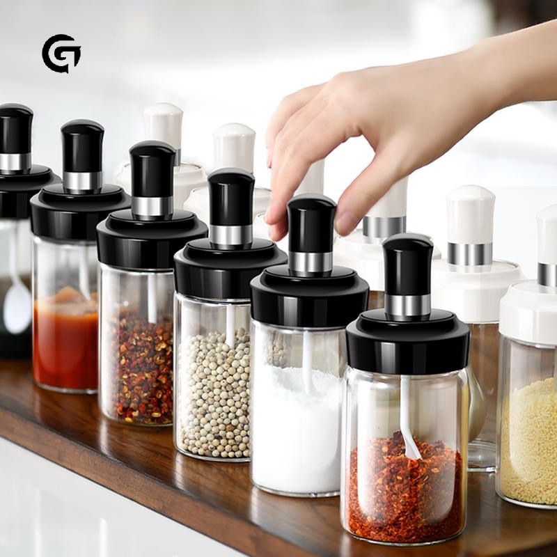 Lọ Thủy Tinh Đựng Gia Vị Kèm Muỗng Thông Minh