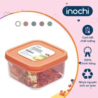 Hộp thực phẩm vuông Inochi -Hokkaido 500ml-750ml-1000ml-1500ml- 2500ml ( Nắp Cam/Hồng/Xanh/Trắng)