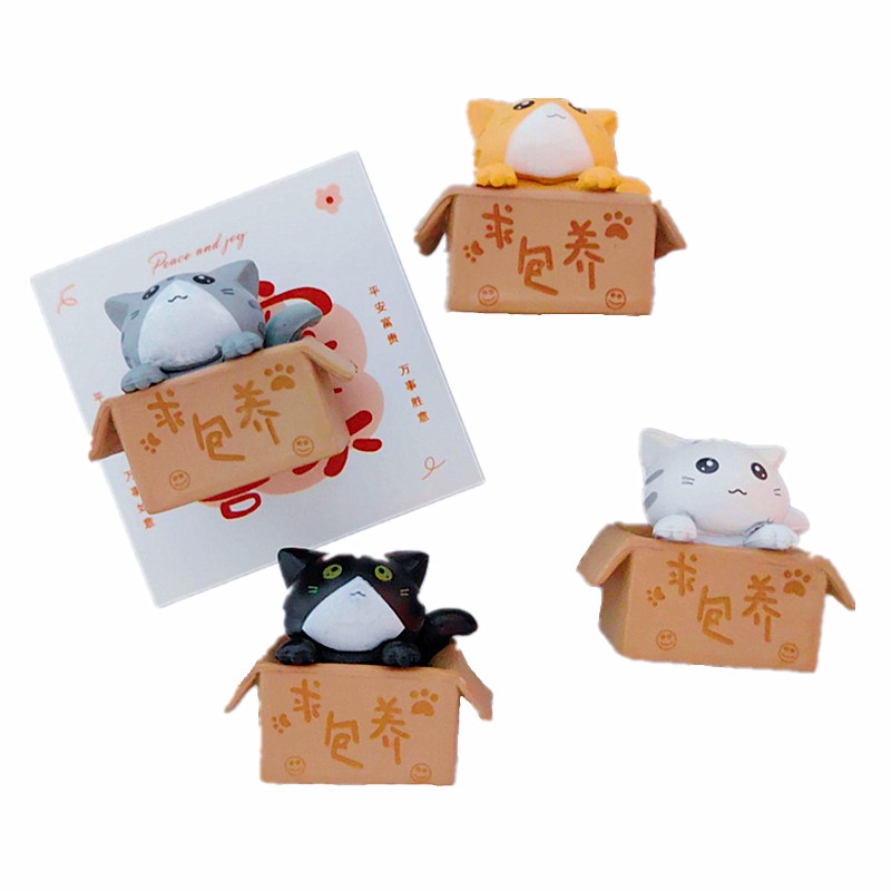 Set 4 Tượng Mèo mini Trang Trí Bàn Làm Việc / Văn Phòng / Xe Hơi