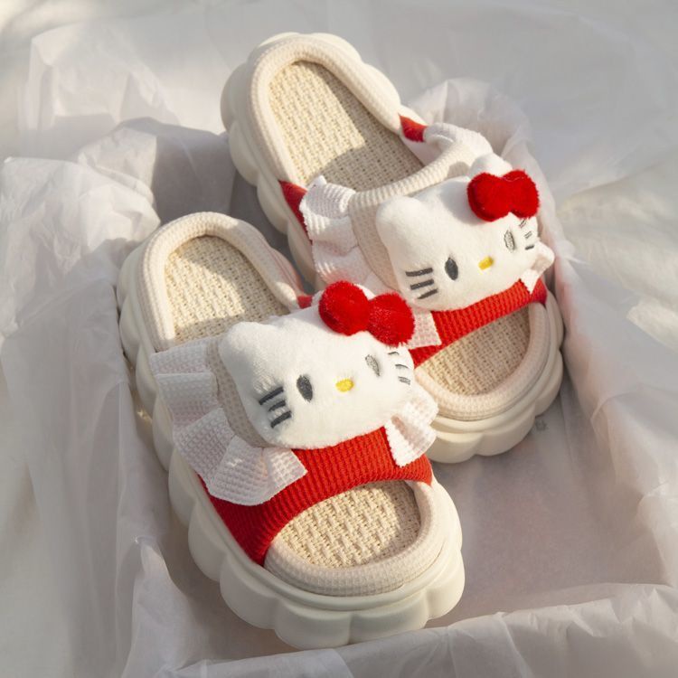 Dép Đi Trong Nhà Chất Liệu cotton Lanh Dày Dặn Thoáng Khí Chống Trượt Thời Trang Xuân Thu Dễ Thương Cho Nữ