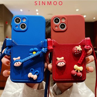 Ốp Điện Thoại Chống Sốc Có Ngăn Đựng Thẻ Và Dây Đeo Cho iphone 15 14 pro max 11 13 12 pro max x xs xr 7 8 plus