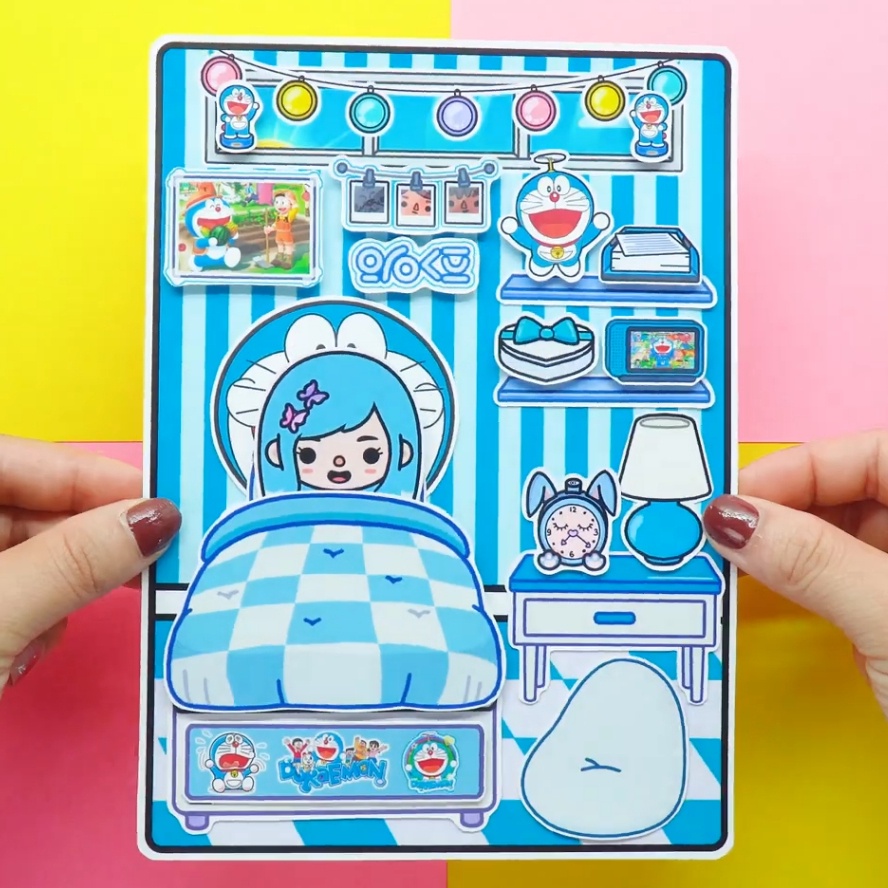 Toca DoreMon Quite Book, đồ chơi bóc tách đồ chơi trí tuệ H25 Zin Càu Vòng