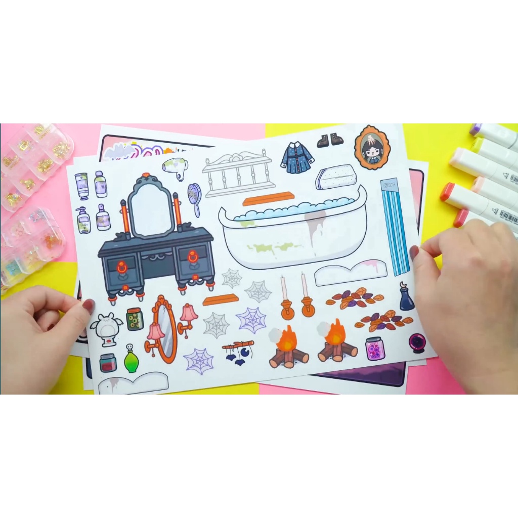 Học liệu ngôi nhà búp bê toca wednesday quite book đồ chơi montessori Zin Càu Vòng