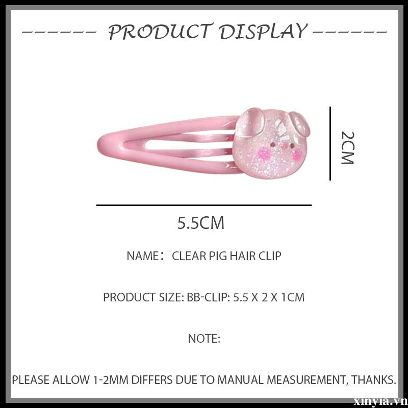 🌺🌺Kẹp Tóc Trong Suốt Hình Heo Hoạt Hình Dễ Thương Cho Nữ