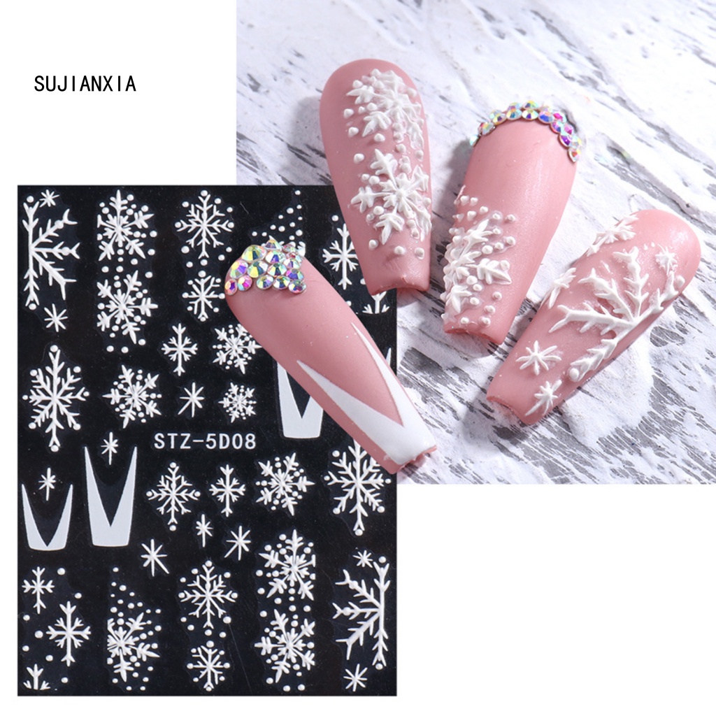 Giày Thể Thao sujianxia sujianxia Năng Động Hợp Thời Trang| Miếng Dán Trang Trí Móng Tay Chống Phai Màu Họa Tiết Bông Tuyết Giáng Sinh diy