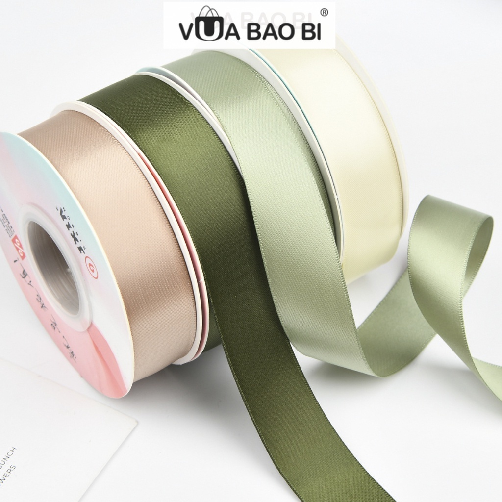 Ruy băng lụa pastel cao cấp bản 2.5cm dài 18m RB06 cuộn nơ màu trơn chất liệu cao cấp trang tri quà tặng