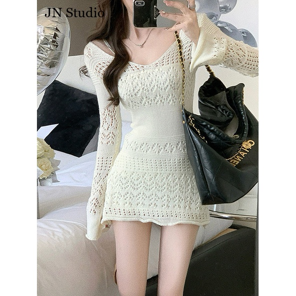 JN Studio Chic váy nữ Đầm Body Cho thời váy Trendy Casual INS Cute WLQ23B099V 45Z231109