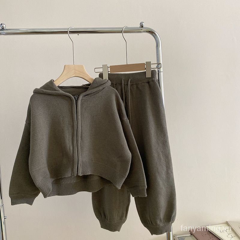 Bộ Áo Khoác Len Dệt Kim Hai Mảnh Thời Trang Xuân Thu Hàn Quốc Cho Bé Gái 3Ddl