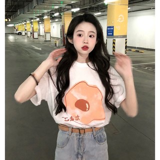 Áo thun nữ form rộng Guguno cotton cổ tròn in basic (A)