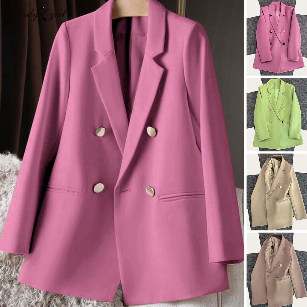 Áo Khoác blazer Hai Túi Tay Dài Màu Sắc Thời Trang Dành Cho Nữ