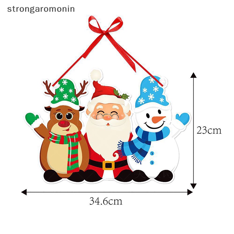Phụ Kiện Treo Cửa Trang Trí Giáng Sinh Năm Mới Hình Ông Già Noel Nai Sừng Tấm