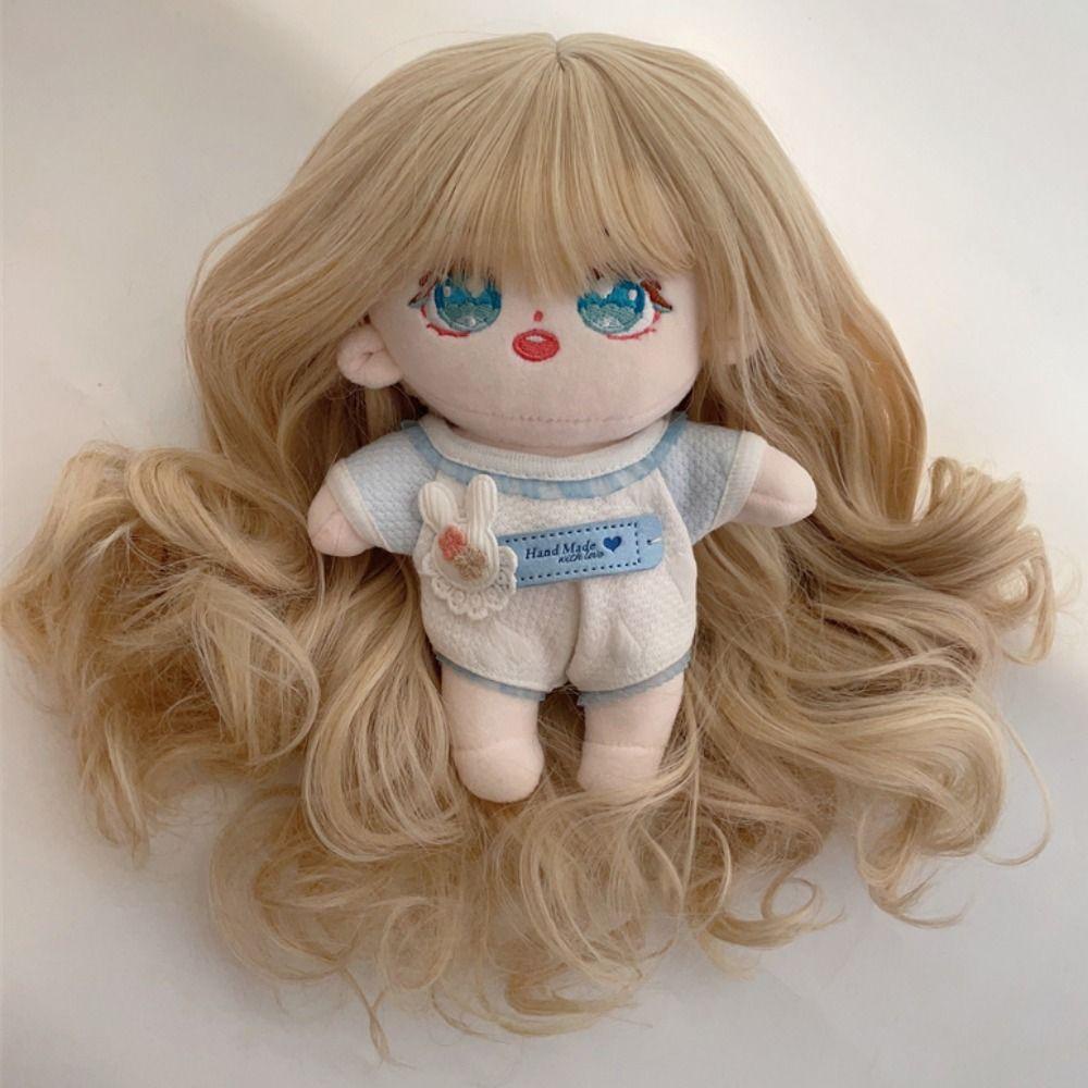 Bộ Tóc Giả Xoăn Dài 20cm Bằng Vải cotton Dành Cho Búp Bê