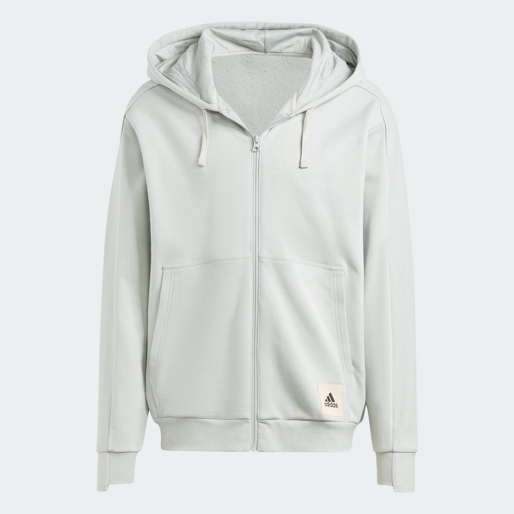 adidas Phong cách sống Áo Sweatshirt Khóa Kéo Dọc Thân Vải Thun Da Cá Lounge Nam Xám IQ3425