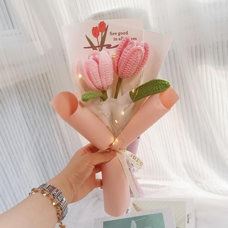 Hoa Tulip Handmade loang màu siêu xinh,bó hoa tốt nghiệp cute handmade làm từ len mix,tặng người yêu