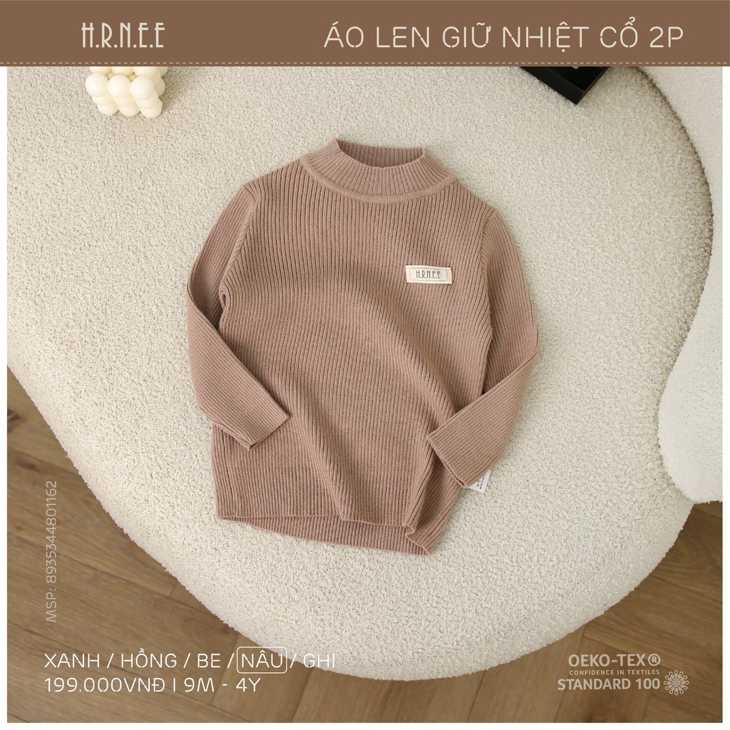 Áo len giữ nhiệt cổ 2p Hrnee cho bé trai, bé gái
