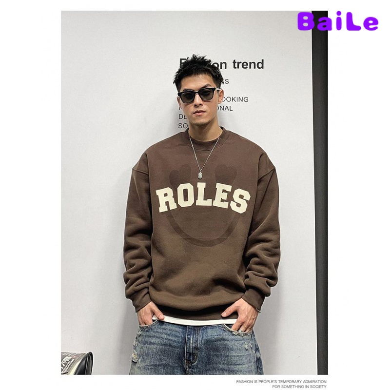 Hàng Mới Về Áo Sweater cotton Dáng Rộng In Chữ Thời Trang Thu Đông Cho Nam Giới