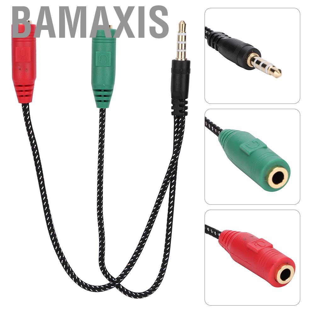 Bamaxis 3.5mm Double Earphone Microphone Adapter Headset Couple Audio Splitter