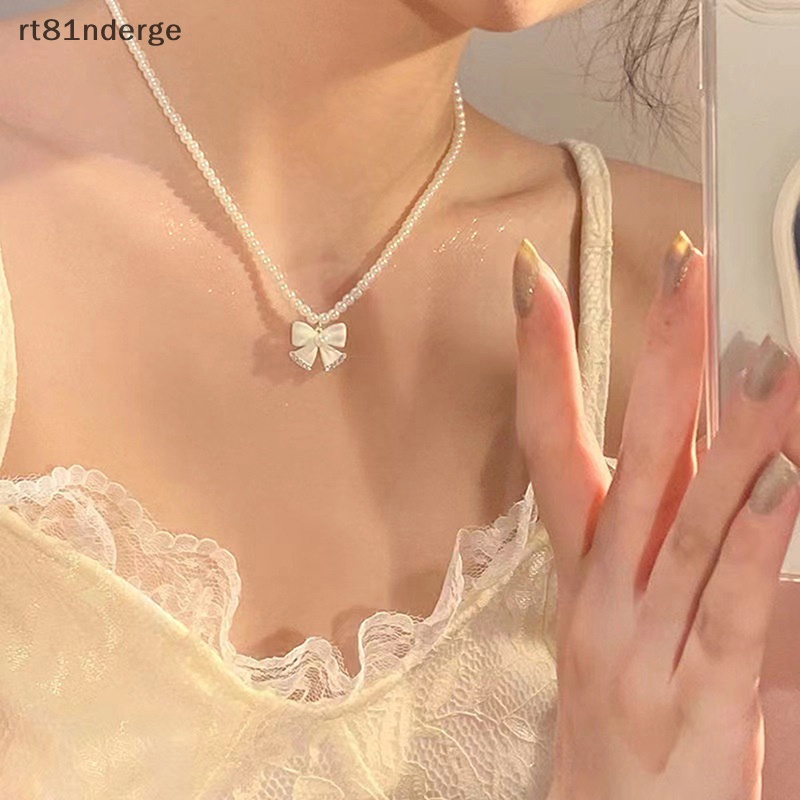 Vòng cổ Mặt Nơ Đính Ngọc Trai Phong Cách boho Thời Trang Cho Nữ