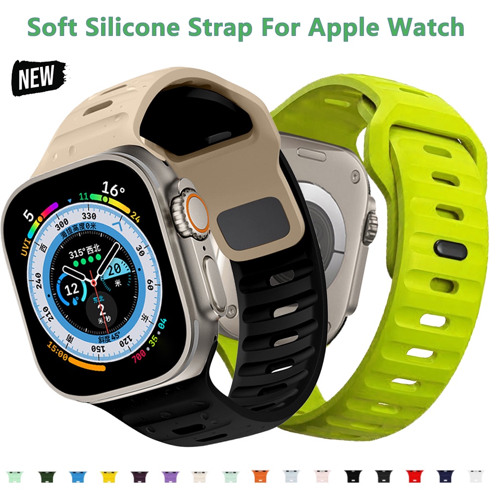 Dây Đeo silicone Hai Màu Cho Đồng Hồ Thông Minh Apple watch series 8 7 6 se ultra 49mm 45mm 44mm i watch 5 4 3 42mm 41mm 40mm 38mm