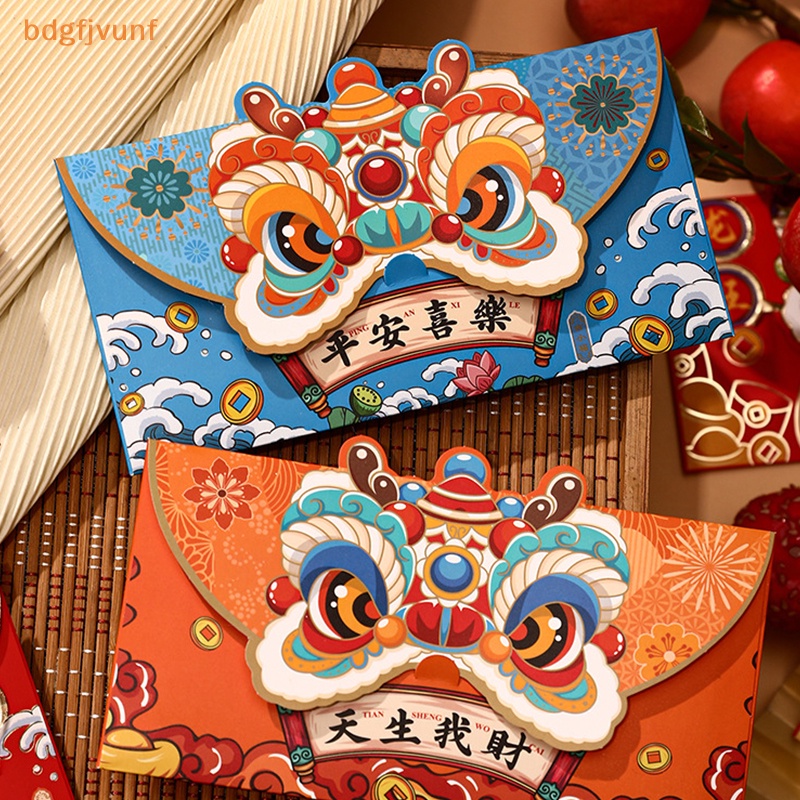 Bộ 4 Bao Lì Xì Hình Rồng Đỏ May Mắn Cho Năm Mới 2024 vn