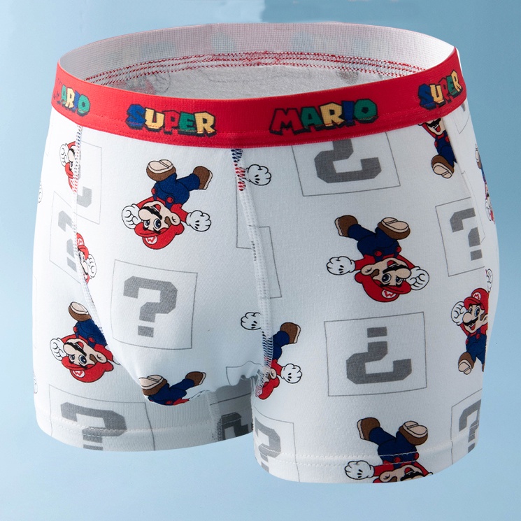 Suge set 4 Quần Lót cotton Thoáng Khí In Hình spiderman / mario Cho Bé Trai