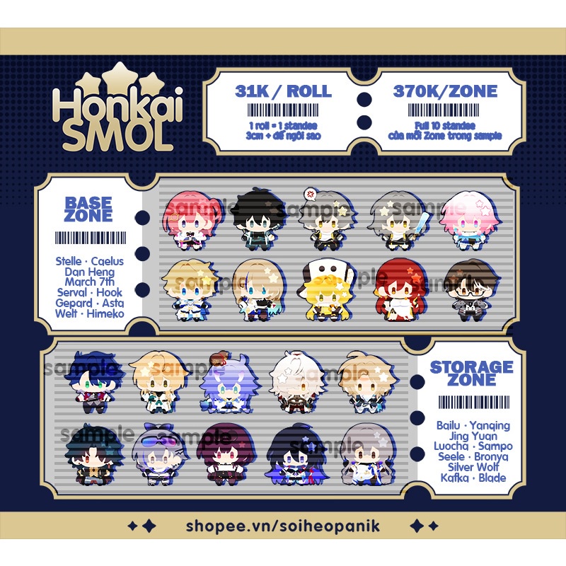 GACHA Standee Honaki Star Rail / Tượng mica MINI nhỏ nhắn dễ thương