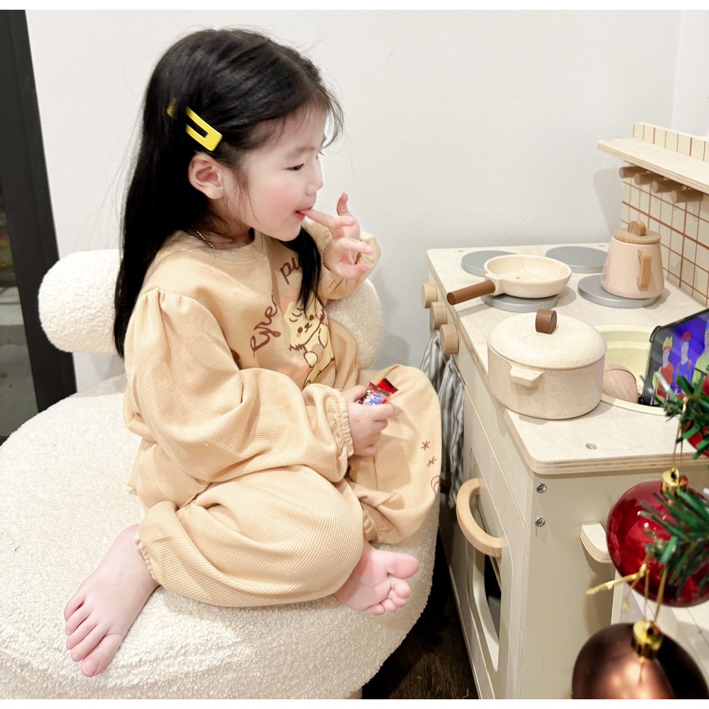 ✨MALINHKID✨BN096- Bộ nỉ da cá PUPPAY dáng peplum trẻ em VNXK