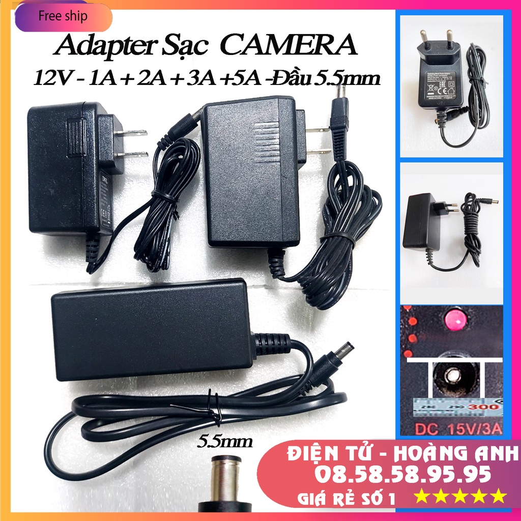 Adapter nguồn sạc 12V - 1A - 2A - 3A - đầu 5.5mm (Hàng cũ nội Địa)