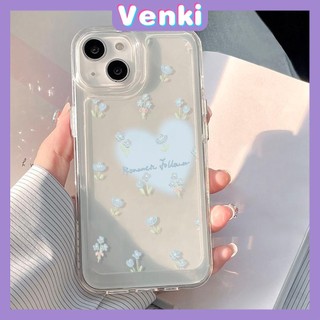 VENKI - Ốp điện thoại Ốp lưng iPhone 15 Pro Max  Vỏ điện thoại Vỏ trong suốt TPU Mềm Trong suốt Nút mạ điện Trái tim xanh đơn giản Tương thích với iPhone 15 14 13 Pro max 12 Pro Max XR XS MAX 7 8 Plus