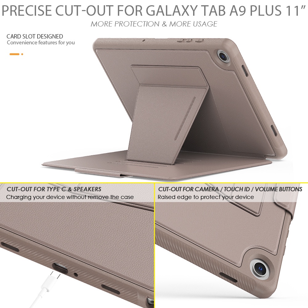 Bao Da Máy Tính Bảng pc Cứng Nắp Lật Nam Châm Có 6 Ngăn Đựng Thẻ Cho samsung galaxy tab a9 plus 11 inch 2023 tab a8 10.5